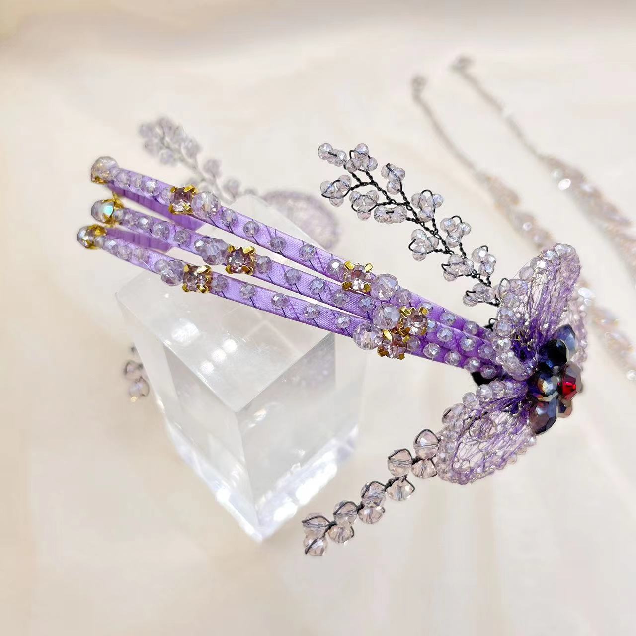 Vintage Handmade Knitted Flower Tassel Headband