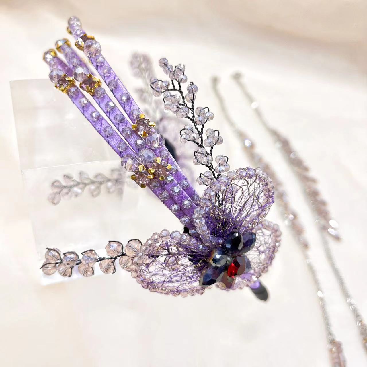 Vintage Handmade Knitted Flower Tassel Headband