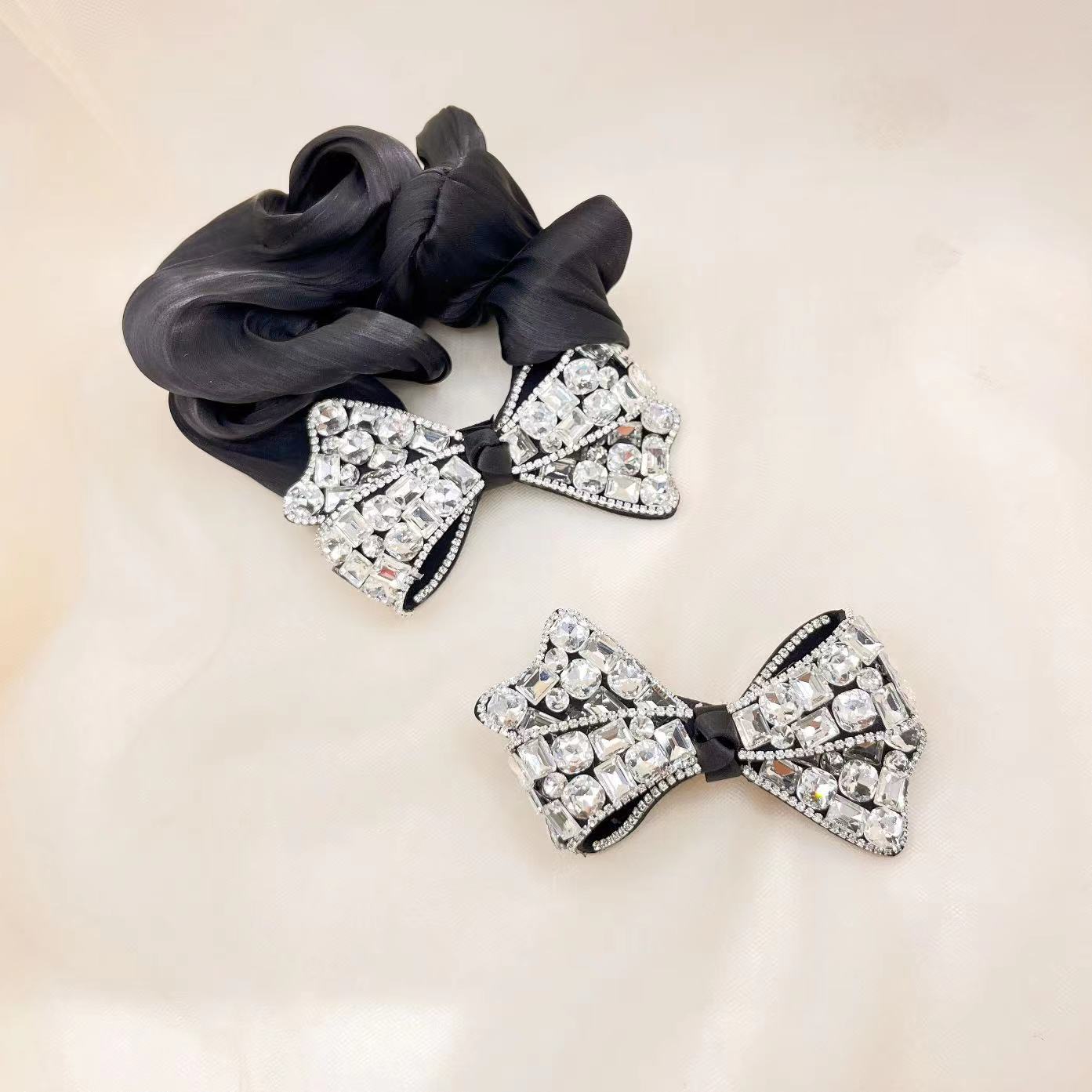 Diamond Bowknot Hair Clip Ponytail Holder Hair Scrunchy