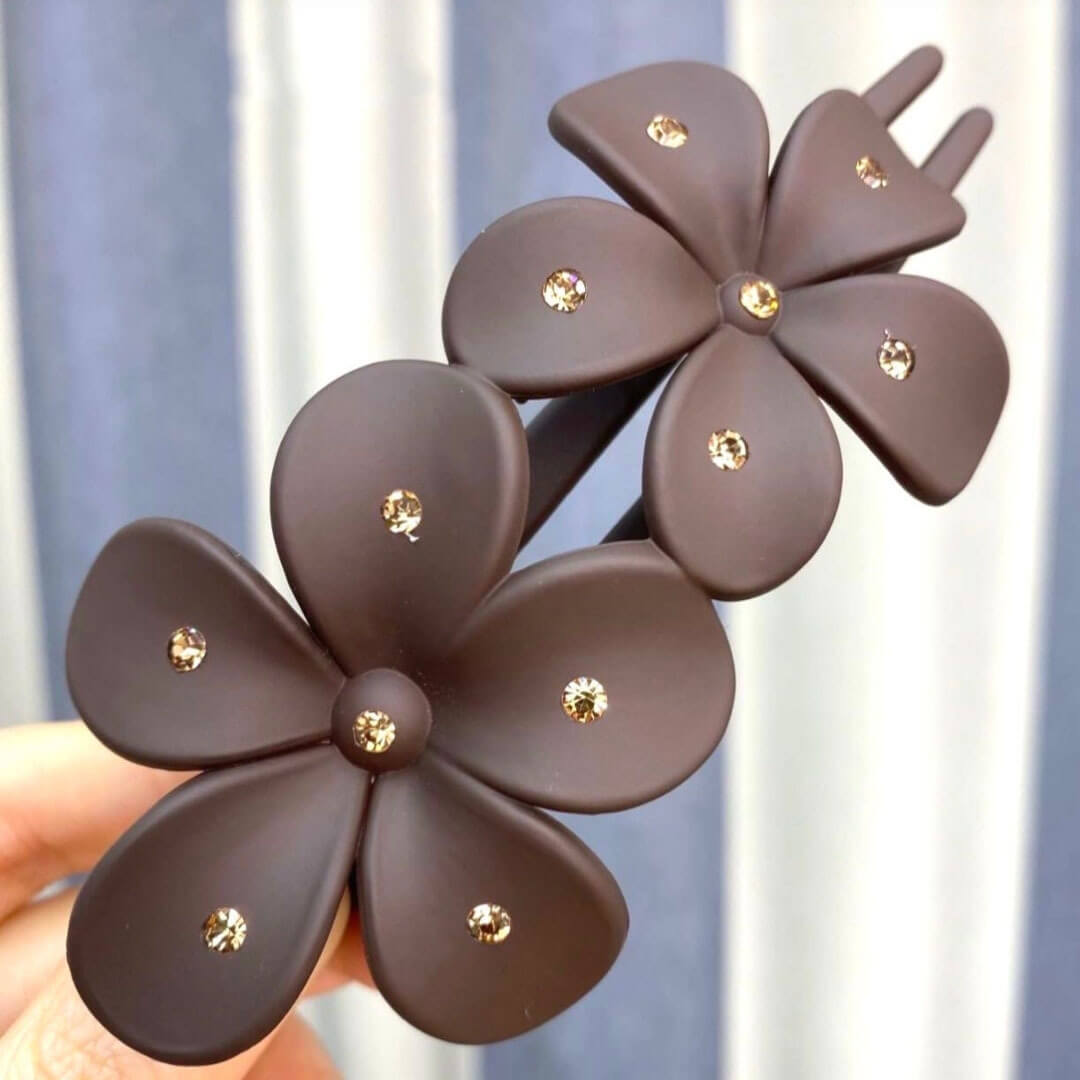 Diamond Flower Hair Clips Claws Bun Updo Holders