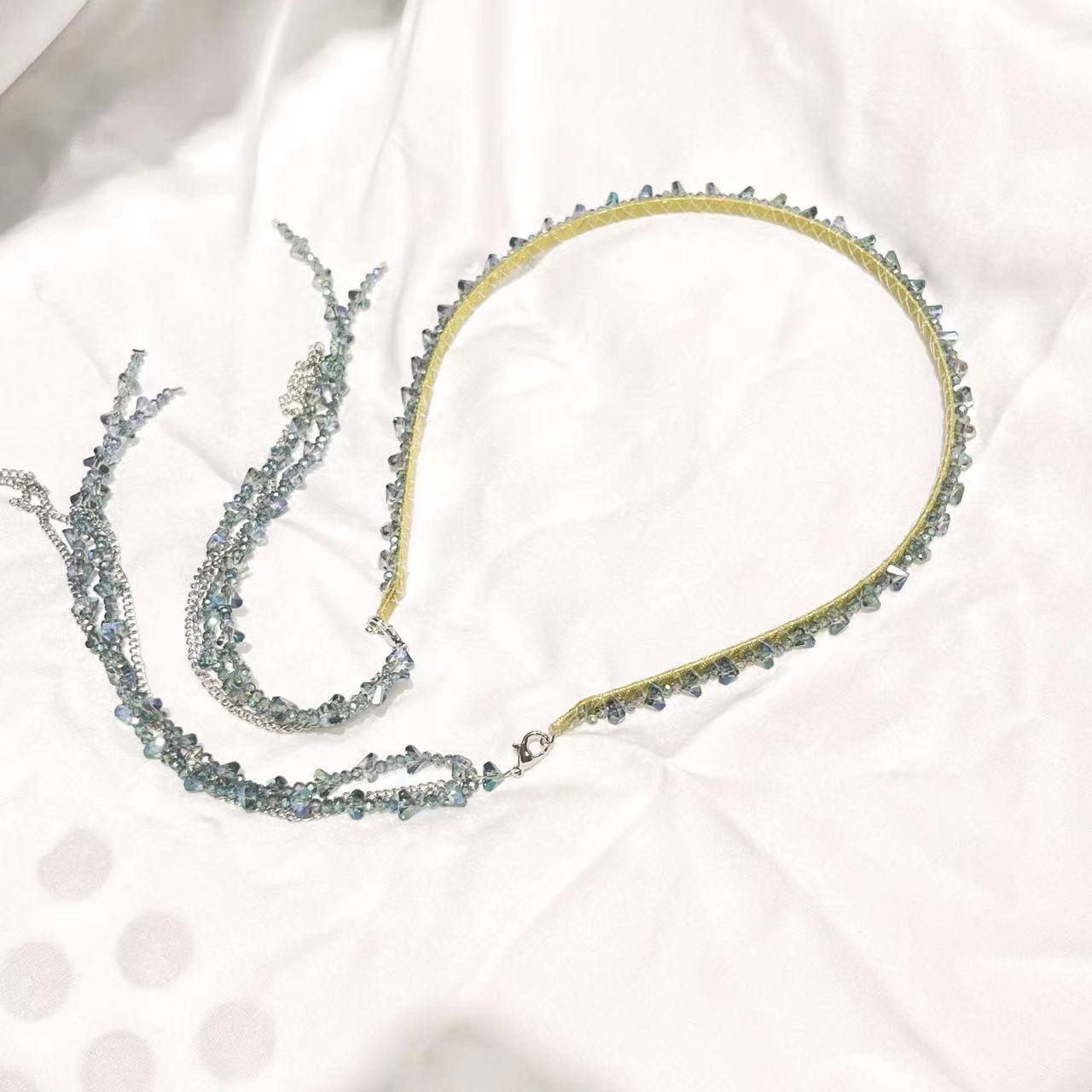Handmade Knitted Crystal Detatchable Tassel Headband