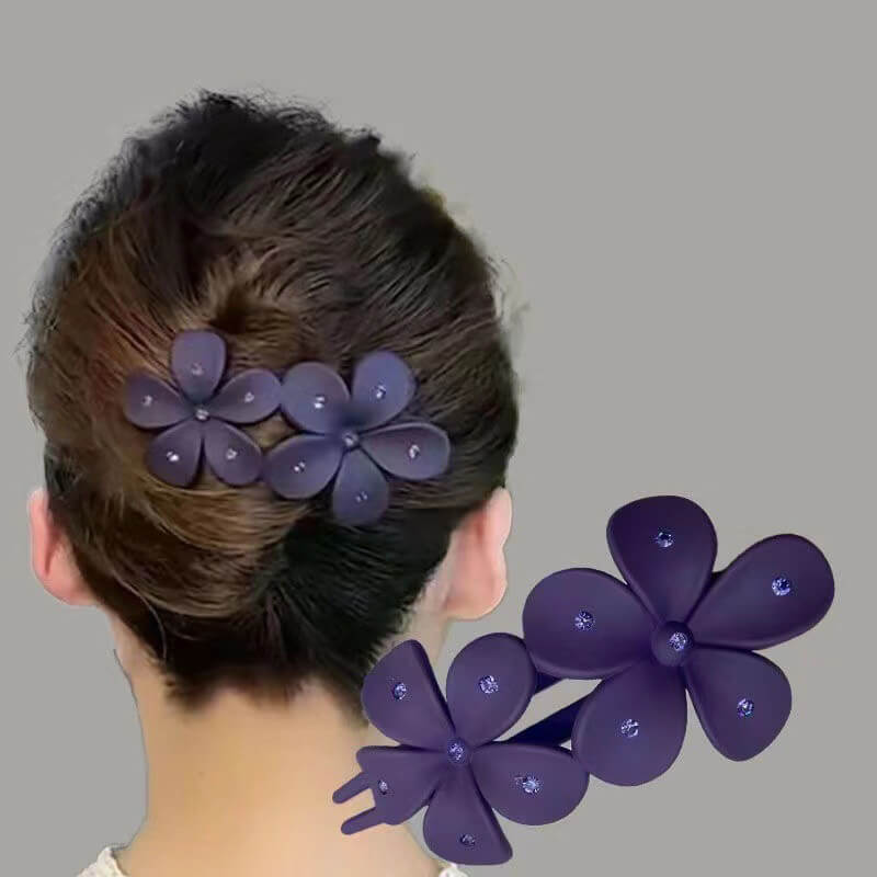 Diamond Flower Hair Clips Claws Bun Updo Holders